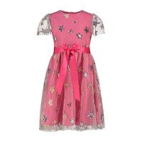 Embroidered Star Dress, Bright Pink