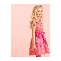 Embroidered Star Dress, Bright Pink