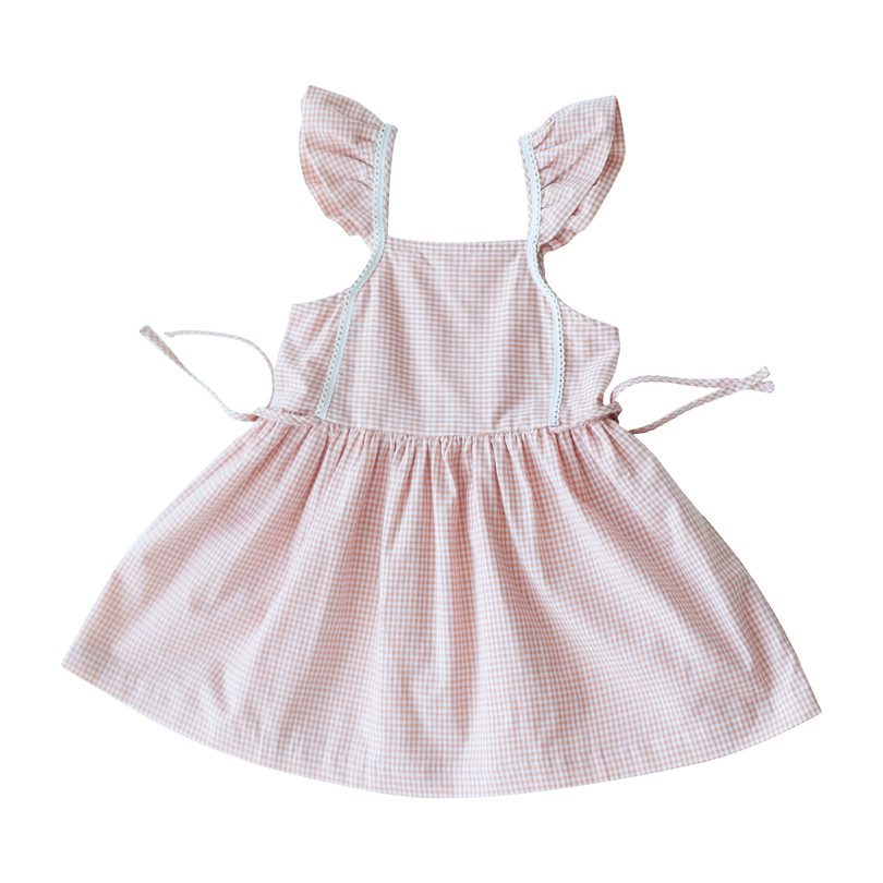 Peach Gingham Pinafore Dress Dresses
