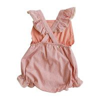 Peach Gingham Poppy Romper