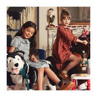 Audrey Taffeta Dress with Glitter Collar Detail, Rose Coco