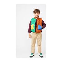Emery Color-Blocked Puffer Vest, Caramel Multi