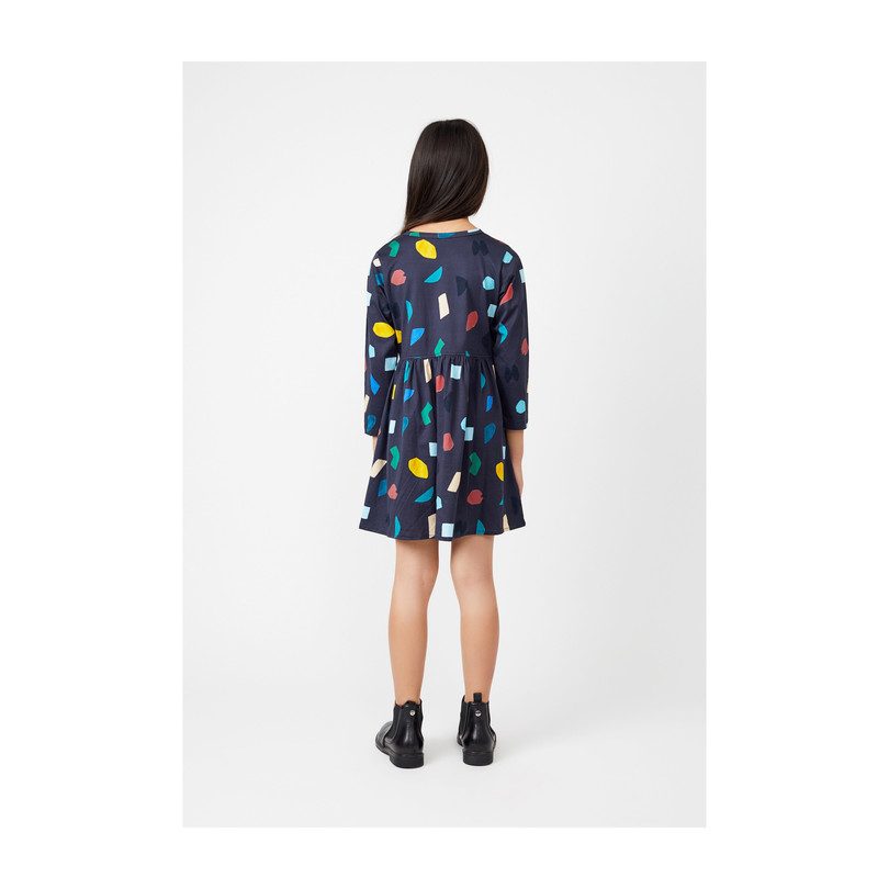 Marley Long Sleeve Jersey Dress, Navy Abstract Shapes Marley Long Sleeve Jersey Dress, Navy Abstract Shapes