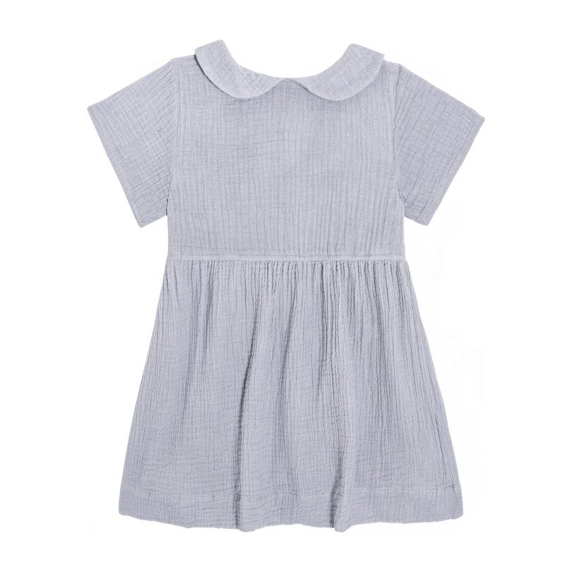 Eloise Baby Dress, Dusty Blue Muslin Eloise Baby Dress, Dusty Blue Muslin