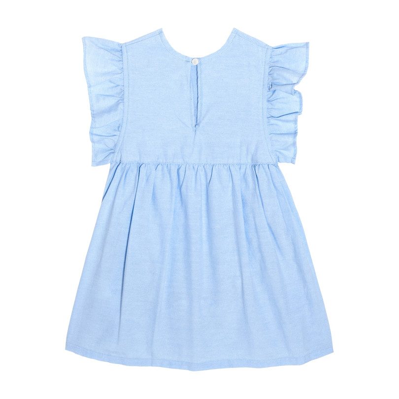 Louise Ruffle Baby Dress, Chambray Louise Ruffle Baby Dress, Chambray