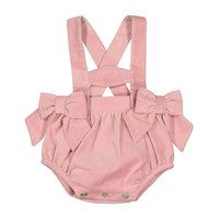Velvet Bow Bloomer with Braces, Pink