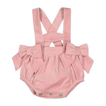 Velvet Bow Bloomer with Braces, Pink Velvet Bow Bloomer with Braces, Pink