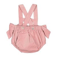 Velvet Bow Bloomer with Braces, Pink