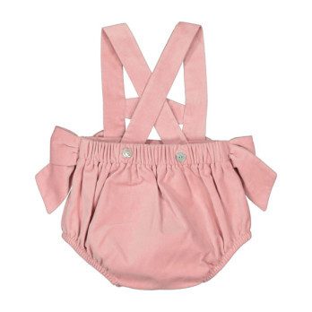 Velvet Bow Bloomer with Braces, Pink Velvet Bow Bloomer with Braces, Pink