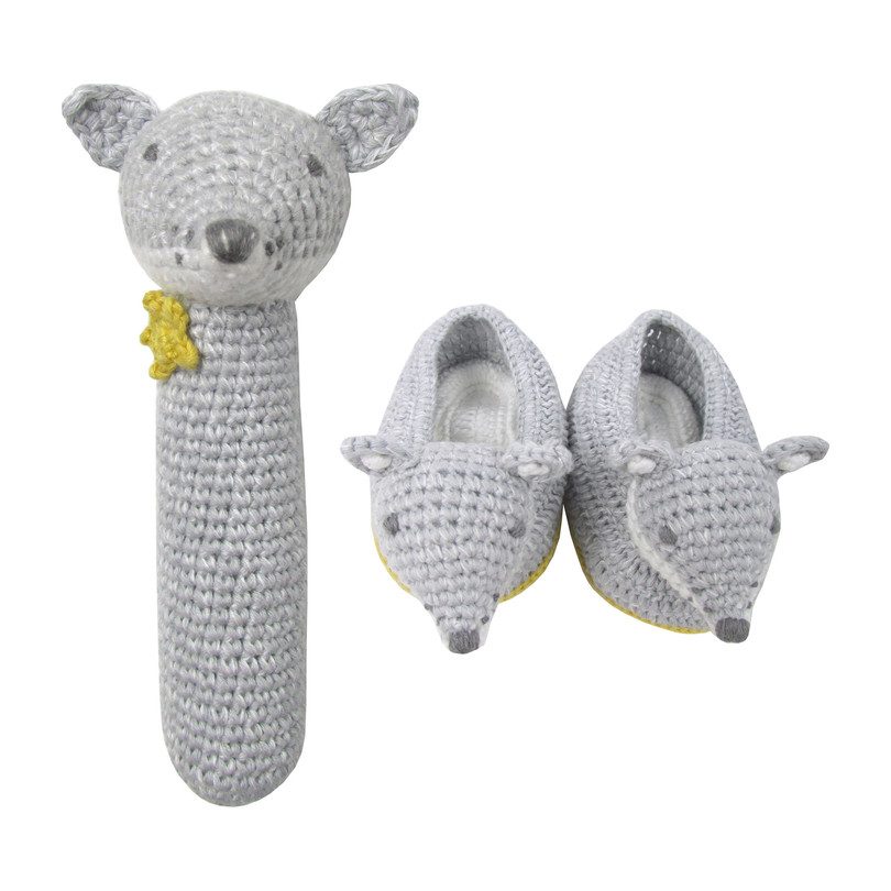 Crochet Wolf Rattle & Booties Crochet Wolf Rattle & Booties