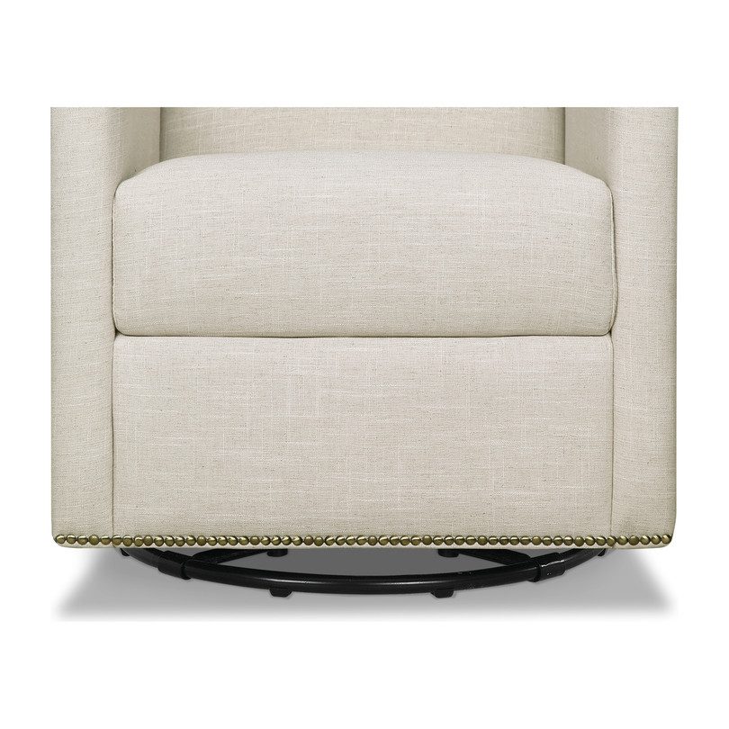Harper Swivel Glider with Gliding Ottoman, White Linen Nursery Chairs