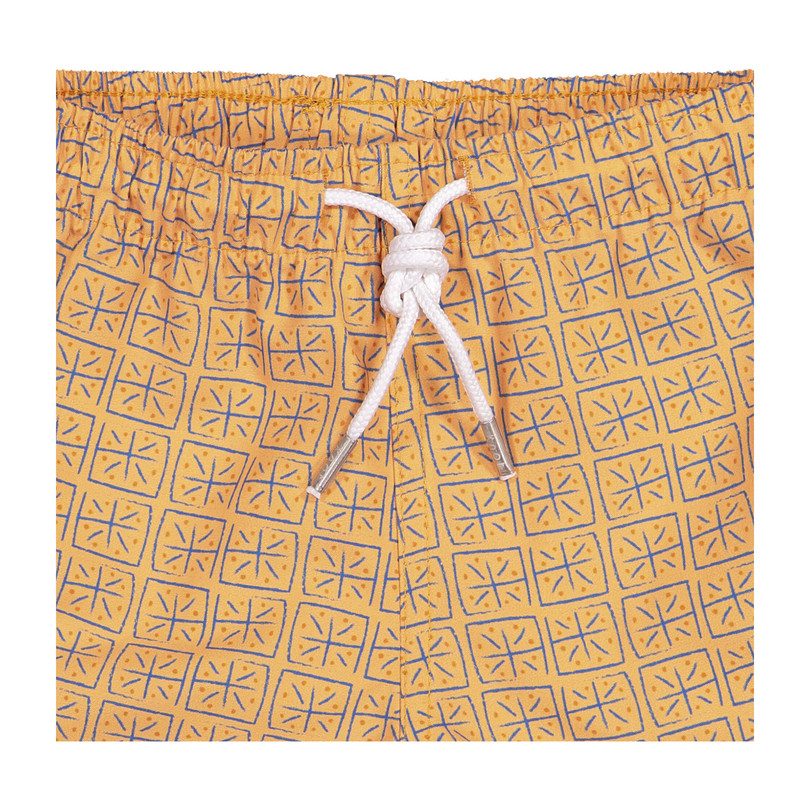 Batik Squares Swim Shorts, Orange Batik Squares Swim Shorts, Orange