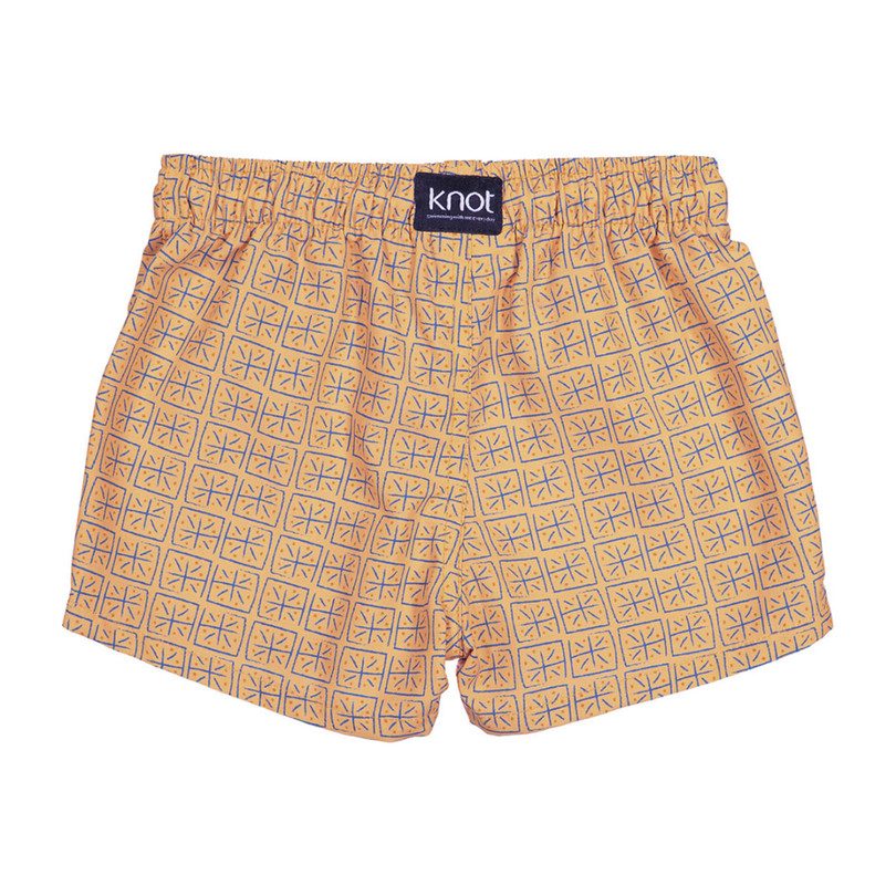Batik Squares Swim Shorts, Orange Batik Squares Swim Shorts, Orange