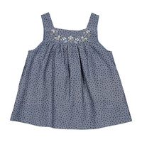 Pinafore Dress, Navy Dots