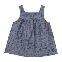 Pinafore Dress, Navy Dots