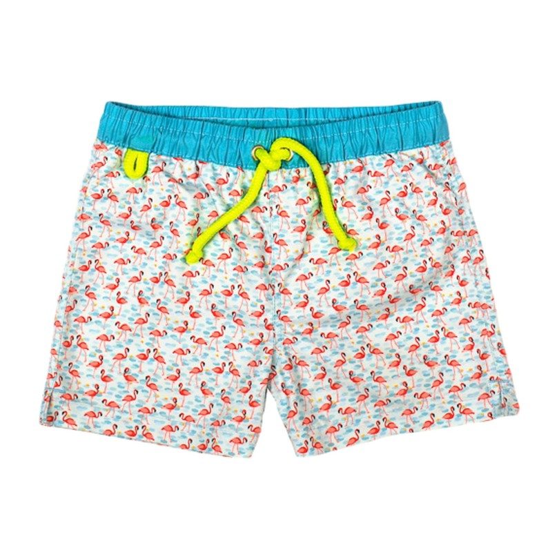 pink flamingo swim trunks