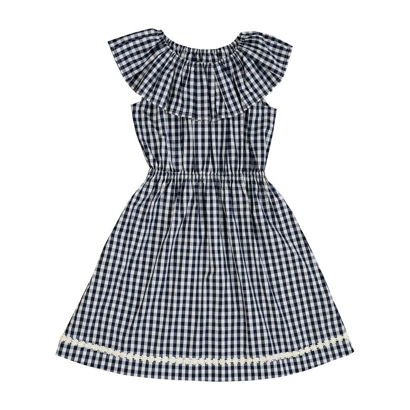 Presley Dress, Navy Gingham Checks - Dresses - Maisonette