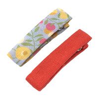 Set of 2 Bar Clips, Liberty Berries & Red Maple Gauze