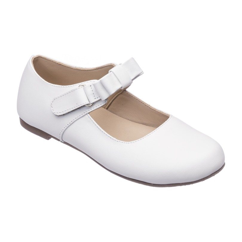Elephantito Girls Dress Shoes - Charlotte Mary Janes with Bow - White main image 1