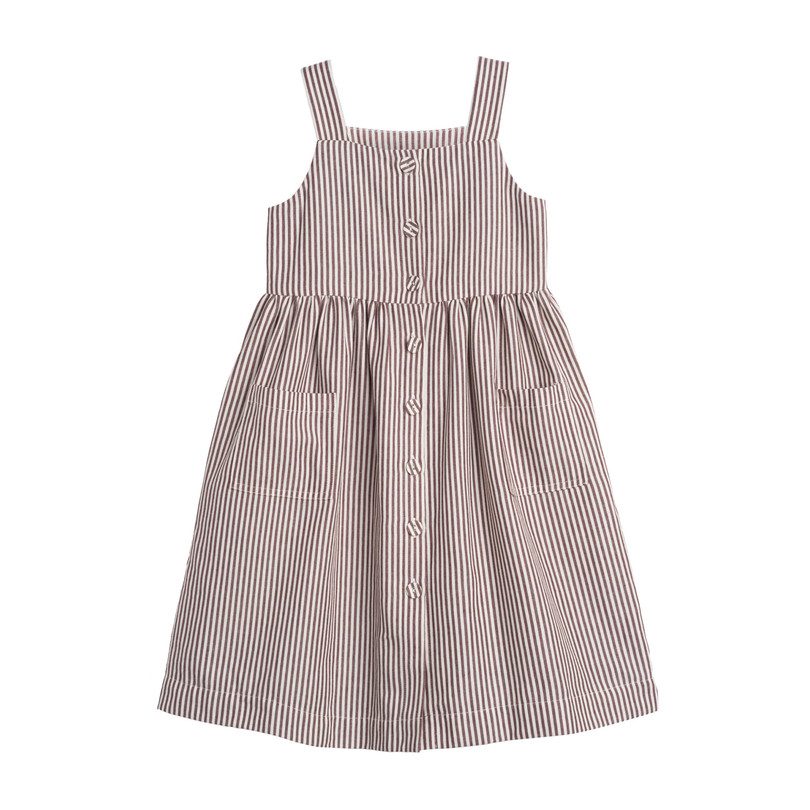 Olympia Button Front Dress, Mocha Stripe Olympia Button Front Dress, Mocha Stripe