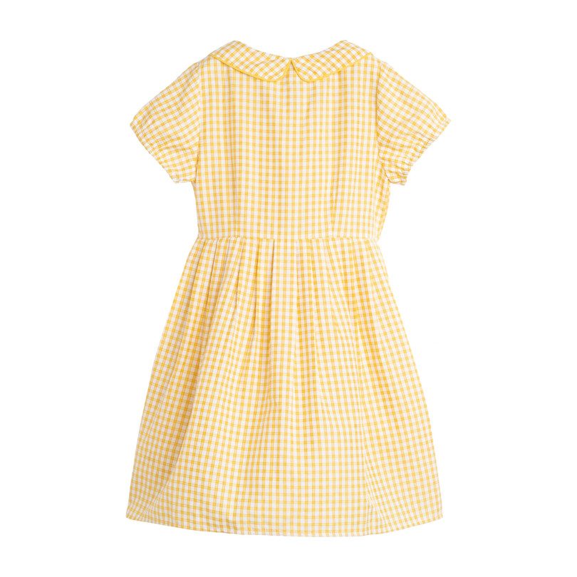 Emmalyn Short Sleeve Collared Dress, Marigold Check - Dresses - Maisonette