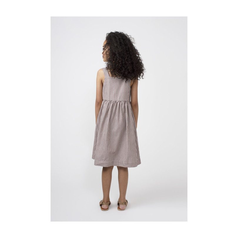Olympia Button Front Dress, Mocha Stripe Olympia Button Front Dress, Mocha Stripe