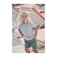James Polo Shirt, Sky Blue with Green Trim