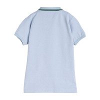 James Polo Shirt, Sky Blue with Green Trim