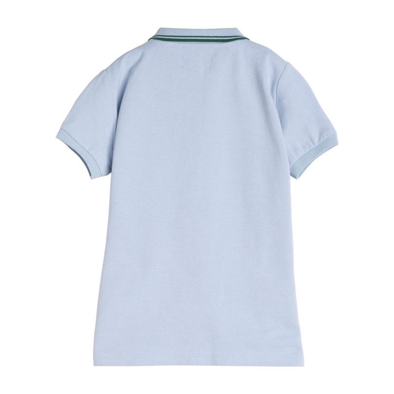 James Polo Shirt, Sky Blue with Green Trim James Polo Shirt, Sky Blue with Green Trim