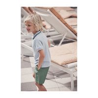 James Polo Shirt, Sky Blue with Green Trim