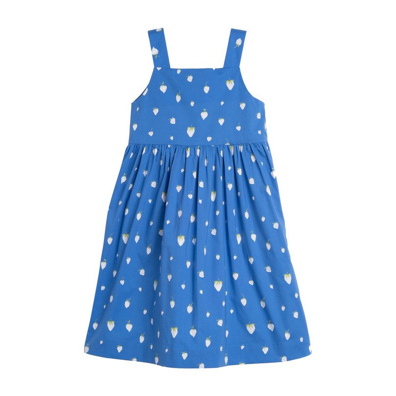Olympia Button Front Dress, Blue Strawberries Olympia Button Front Dress, Blue Strawberries