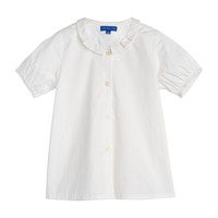 Stella Short Sleeve Pleated Collar Top, White
