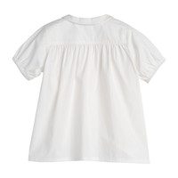 Stella Short Sleeve Pleated Collar Top, White