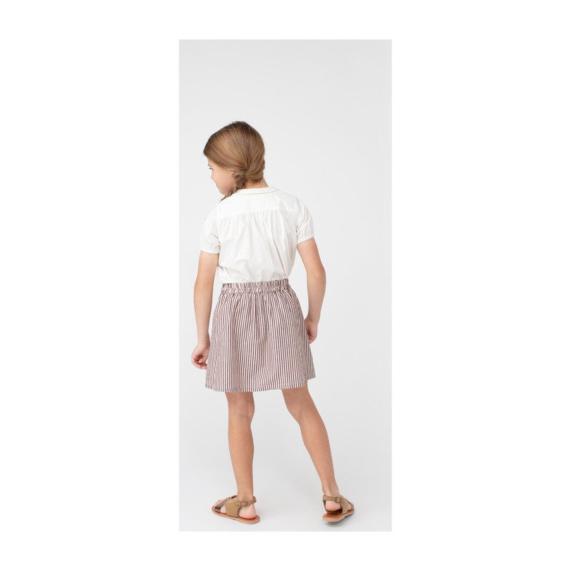 Stella Short Sleeve Pleated Collar Top, White Stella Short Sleeve Pleated Collar Top, White