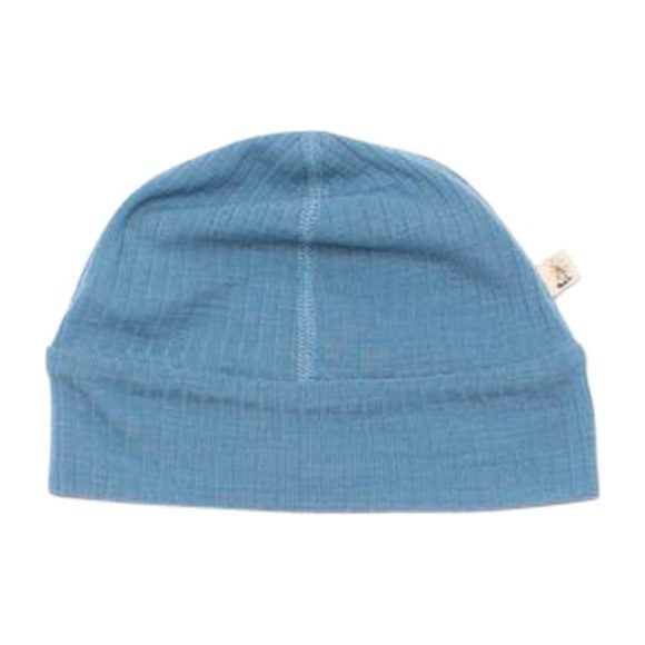 Merino Wool Ribbed Beanie, Blue Merino Wool Ribbed Beanie, Blue
