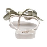 Mel Harmonic Bow Flip Flop, Beige Gold Glitter