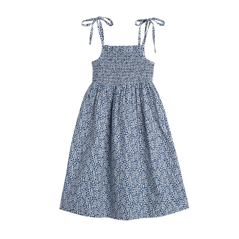 Rosie Smocked Dress, Blue Ditsy Floral - Dresses - Maisonette