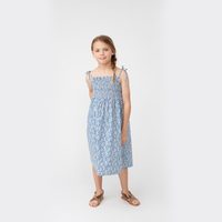 Rosie Smocked Dress, Blue Ditsy Floral