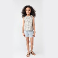 Maisie Ruffle Collar Top, Grey Scattered Bunnies