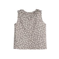 Maisie Ruffle Collar Top, Grey Scattered Bunnies