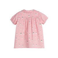 Stella Short Sleeve Pleated Collar Top, Pink Strawberries