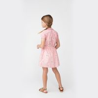 Stella Short Sleeve Pleated Collar Top, Pink Strawberries