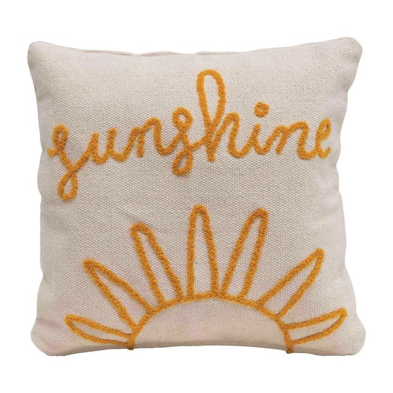 Creative Co-Op Rectangle Cotton Pillow with Blue Scooter Carrying Gifts
