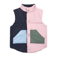 Emery Color Blocked-Puffer Vest, Pink Multi