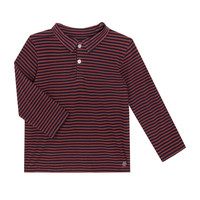 Finley Long Sleeve Polo, Navy & Chocolate Stripe