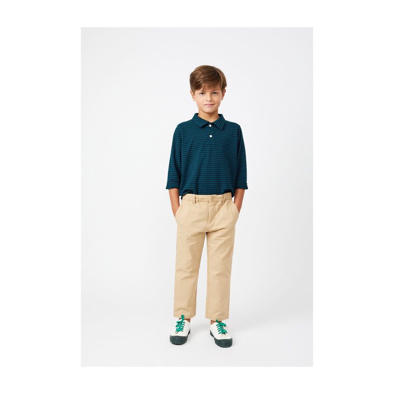 Finley Long Sleeve Polo, Navy & Hunter Green Stripe Finley Long Sleeve Polo, Navy & Hunter Green Stripe