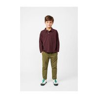 Finley Long Sleeve Polo, Navy & Chocolate Stripe