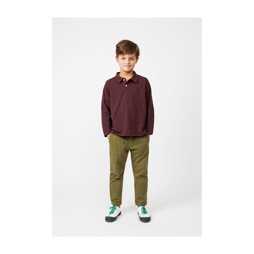 Finley Long Sleeve Polo, Navy & Chocolate Stripe Finley Long Sleeve Polo, Navy & Chocolate Stripe