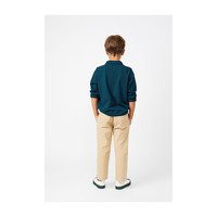 Finley Long Sleeve Polo, Navy & Hunter Green Stripe