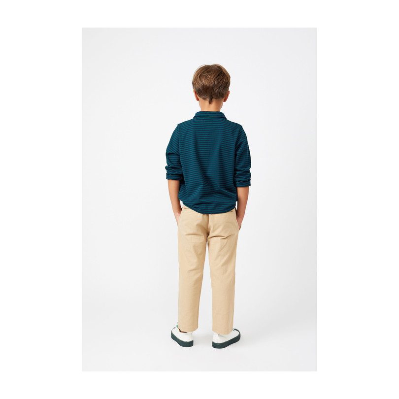 Finley Long Sleeve Polo, Navy & Hunter Green Stripe Finley Long Sleeve Polo, Navy & Hunter Green Stripe